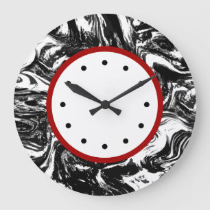Modern Marble Black And White Trendy Large Clock