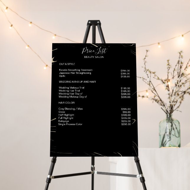 Modern Marble Black Gold Pricelist  Foam Board (In Situ (Stand))