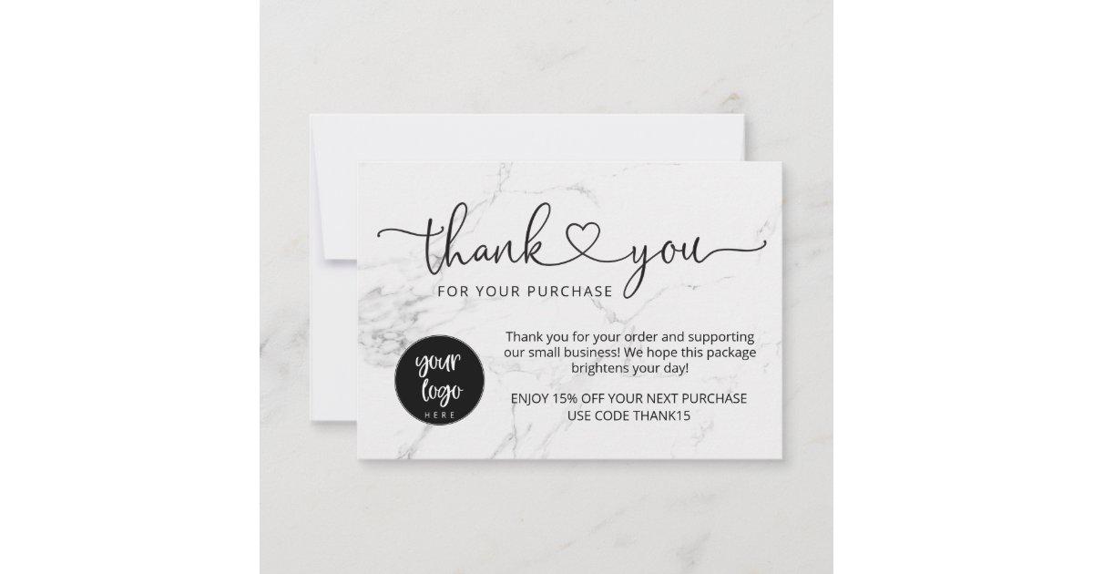 Modern Marble Black White Business Thank You Cards | Zazzle