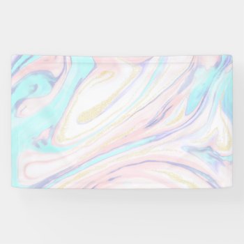 Modern Marble Blue Pink Gold Glitter  Banner by Trendy_arT at Zazzle