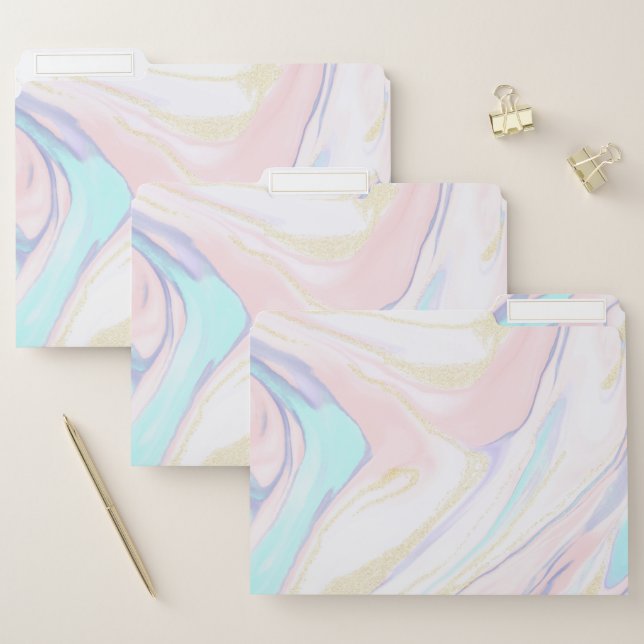 Modern Marble Blue Pink Gold Glitter  File Folder (Set)