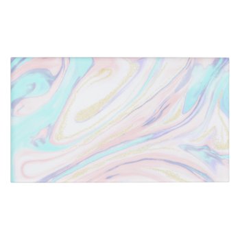 Modern Marble Blue Pink Gold Glitter  Name Tag by Trendy_arT at Zazzle