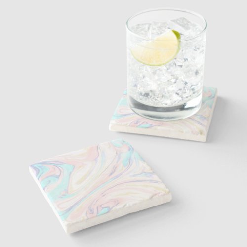 Modern Marble Blue Pink Gold Glitter  Stone Coaster