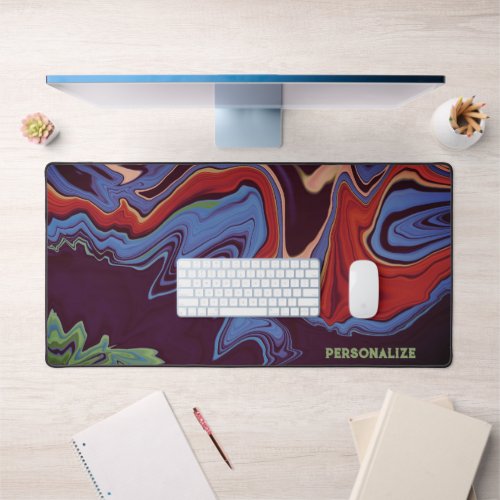Modern Marble Blue Red Abstract Colorful Custom Desk Mat