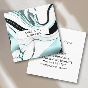 Modern Marble Blue Square Business Card