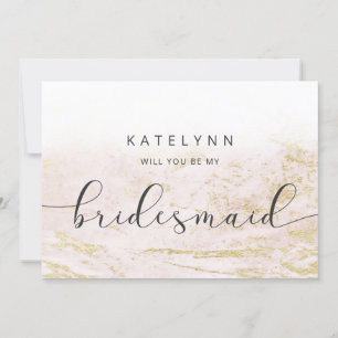 Modern Marble Blush Bridesmaid Proposal Card