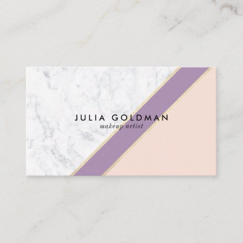 Modern marble blush pink mauve chic gold geometric business card