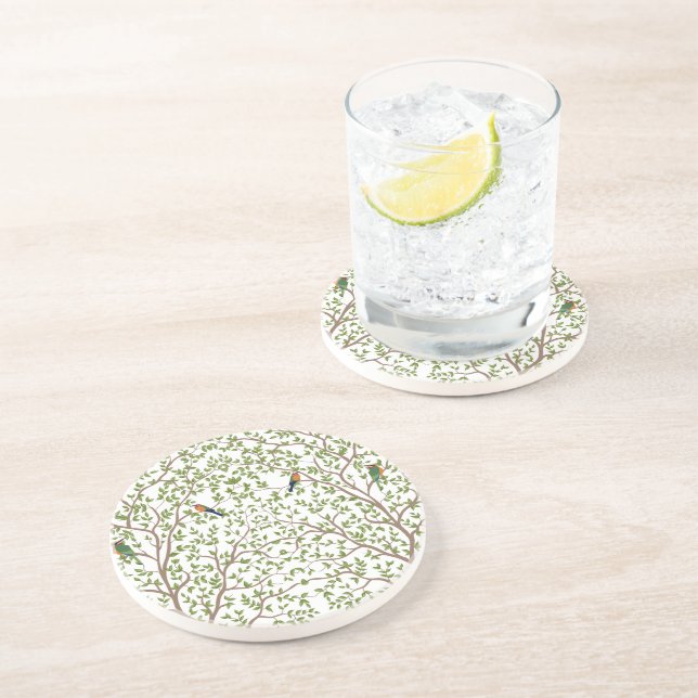 Modern Marble Botanical Design Coaster (Side)