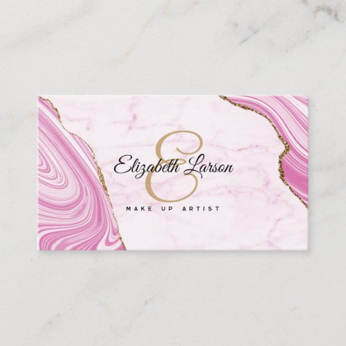 Modern Marble Bright Pink Glitter QR Salon Makeup Business Card