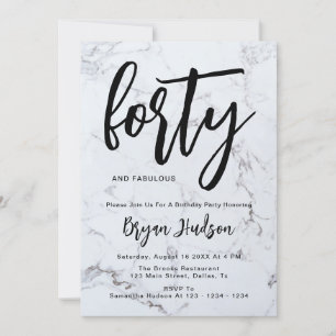 Modern Marble Brushed 40Th Birthday Invitation