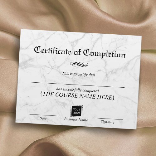 Modern Marble Certificate of Completion Award