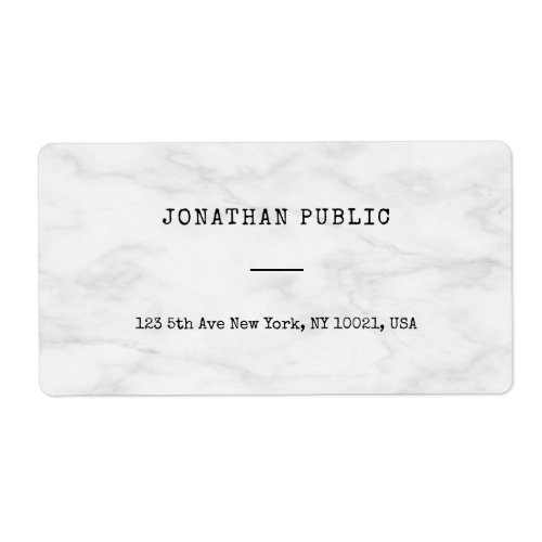 Modern Marble Clean Personalized Template Shipping Label