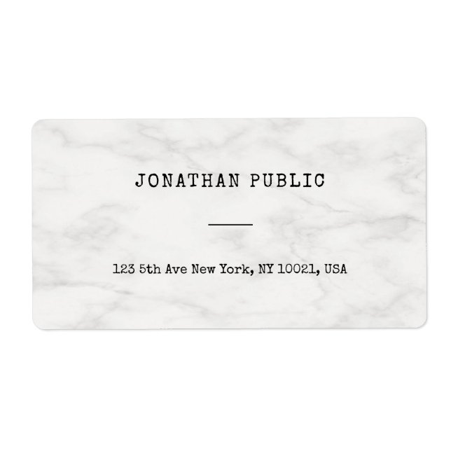 Modern Marble Clean Personalized Template Shipping Label (Front)