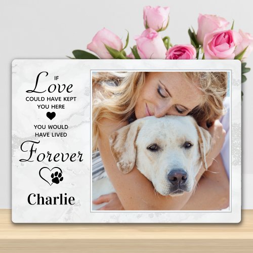 Modern Marble Custom Photo Dog Pet Memorial Plaque