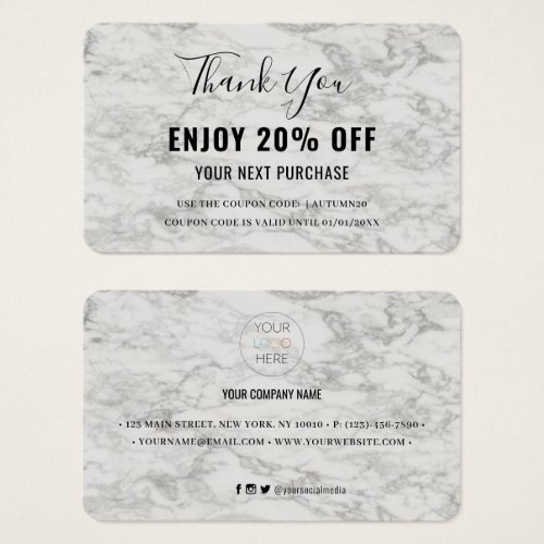 Modern Marble Discount Coupon Card