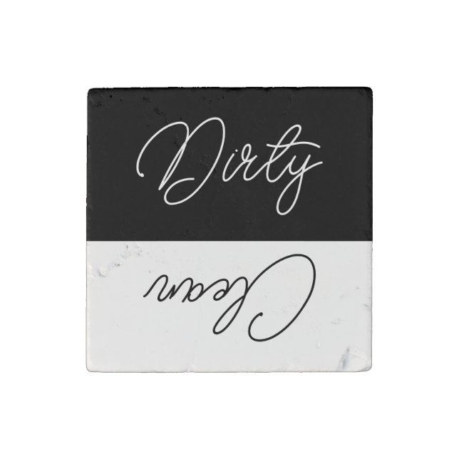 Modern Marble Dishwasher Magnet Sign Clean Dirty (Front)