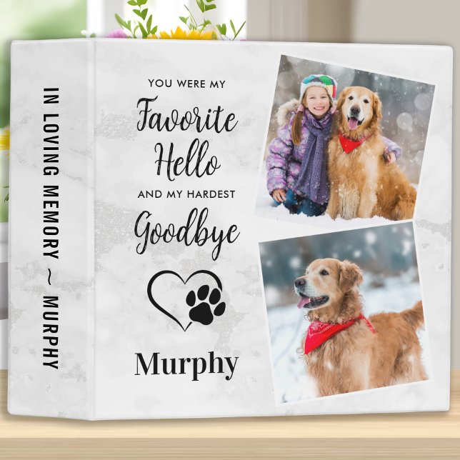Modern Marble Dog Memorial Photo Album 3 Ring Binder (Creator Uploaded)