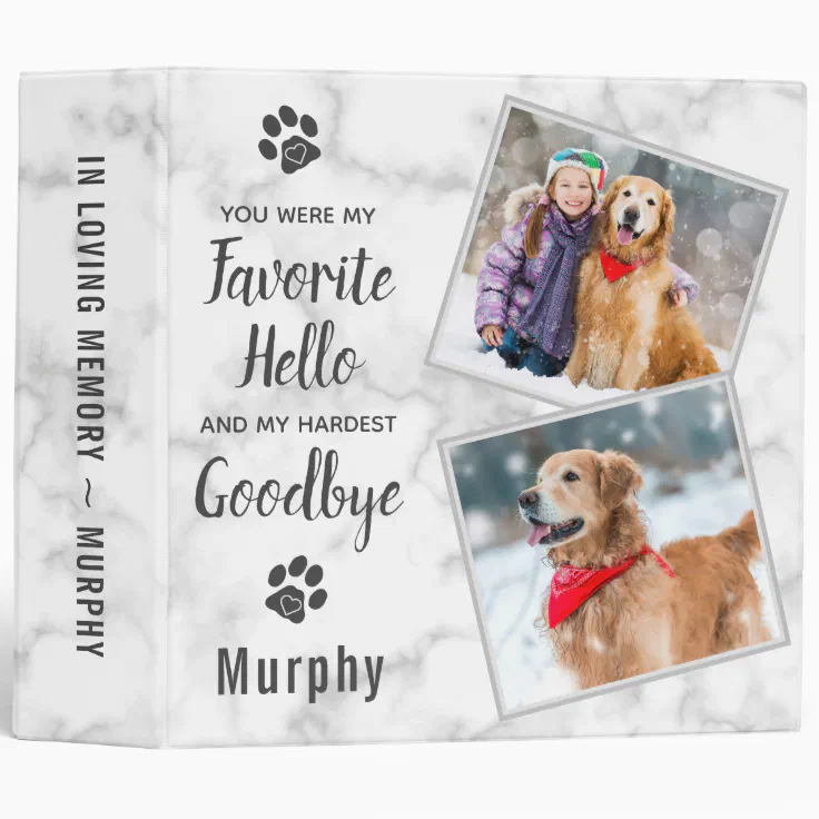 Modern Marble Dog Memorial Photo Album 3 Ring Binder Zazzle