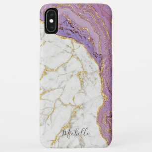 modern marble elegant purple gold agate with name case mate iphone case