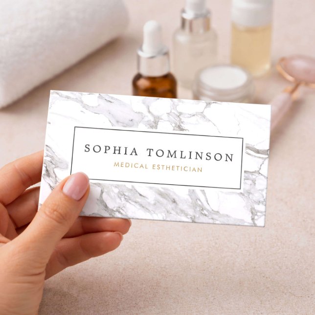 Modern Marble Esthetician Skincare Business Card (Creator Uploaded)