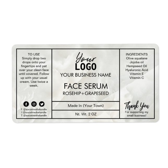 Modern Marble Face Serum Label (Front)