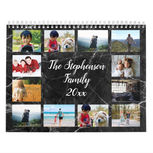 Modern Marble Family Photography Photo Calendar