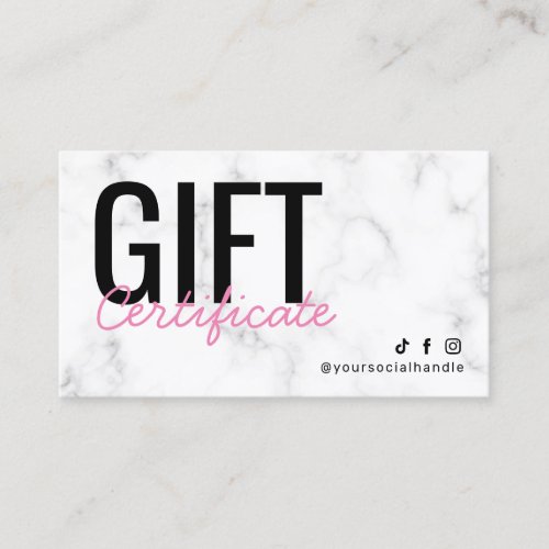 Modern Marble Gift Certificate 