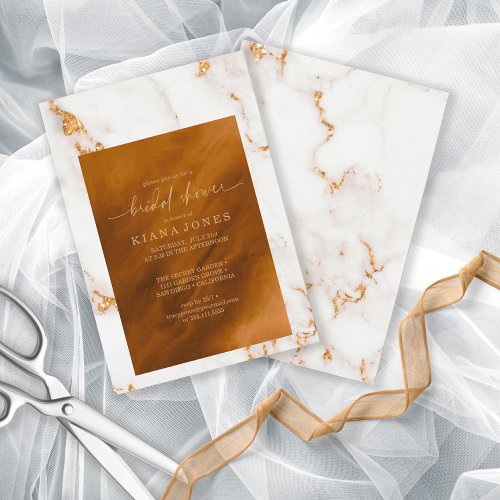 Modern Marble Glitter Bridal Shower Gold ID816 Invitation