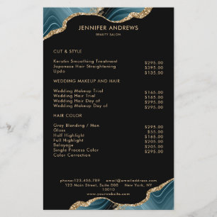 Modern Marble Glitter Salon Price List Flyer