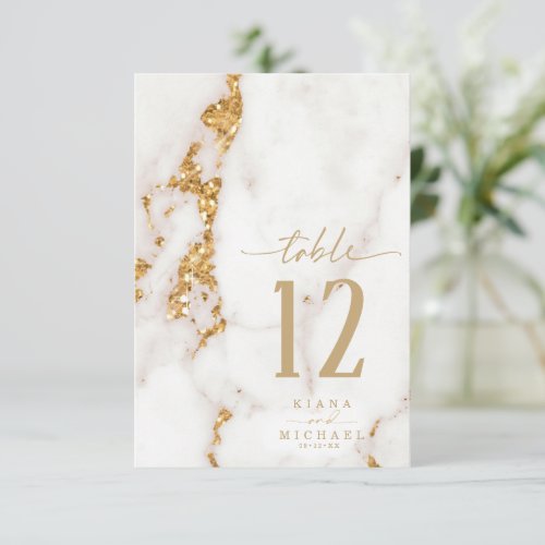 Modern Marble Glitter Table Number Gold ID816