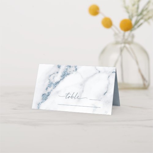 Modern Marble Glitter Table Place Dusty Blue ID816 Place Card