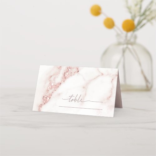 Modern Marble Glitter Table Place Rose Gold ID816 Place Card