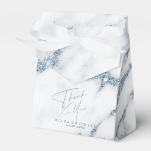 Modern Marble Glitter Thank You  Dusty Blue ID816 Favor Boxes