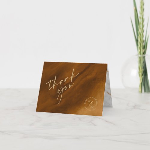 Modern Marble Glitter Thank You Gold ID816 Card