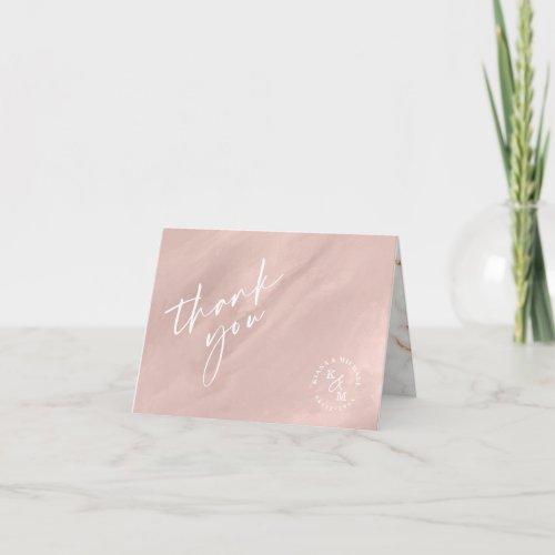 Modern Marble Glitter Thank You Rose Gold ID816 Card