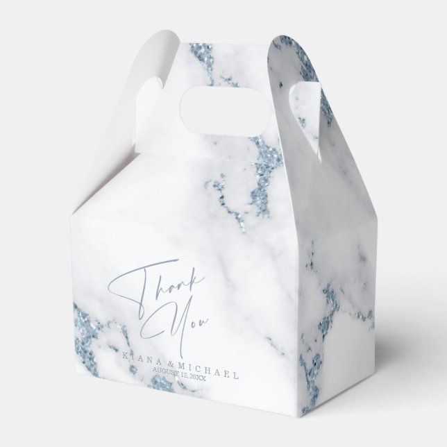 Modern Marble Glitter Thank You V2 Dusty Bl ID816 Favor Boxes (Front Side)