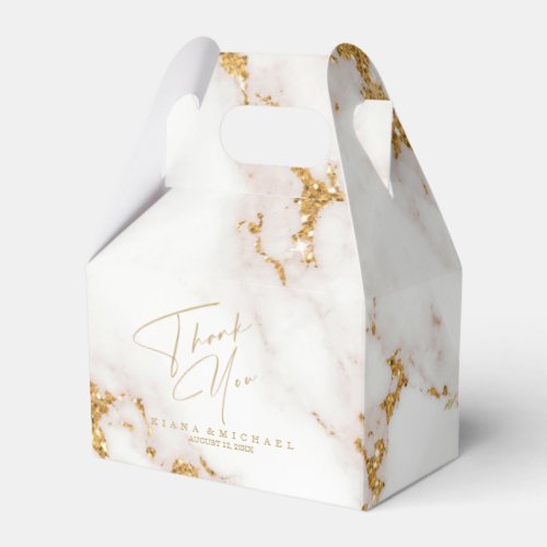 Modern Marble Glitter Thank You V2 Gold ID816 Favor Boxes