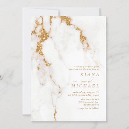 Modern Marble Glitter Wedding Gold ID816