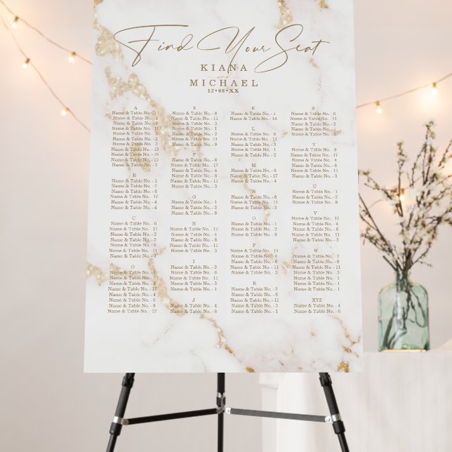Modern Marble Glitter Wedding Gold ID816 Foam Board (In Situ (Stand))