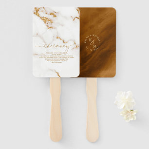 Modern Marble Glitter Wedding Gold ID816 Hand Fan