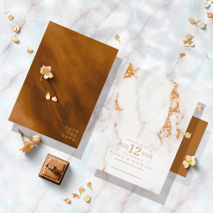 Modern Marble Glitter Wedding Gold ID816 Save The Date