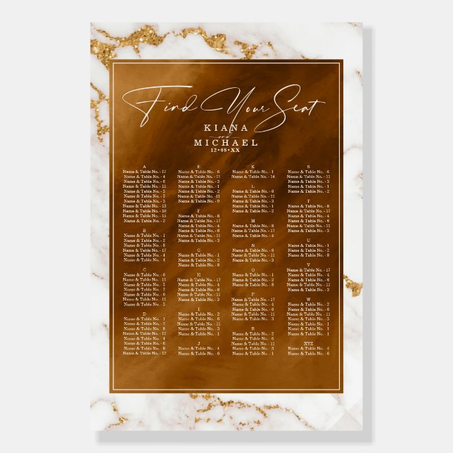 Modern Marble Glitter Wedding Gold V2 ID816 Foam Board (Front)
