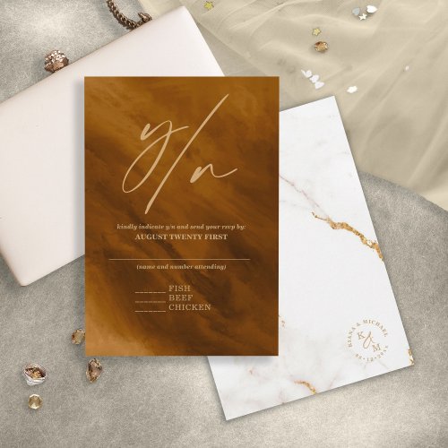 Modern Marble Glitter Wedding Gold V2 ID816 RSVP Card