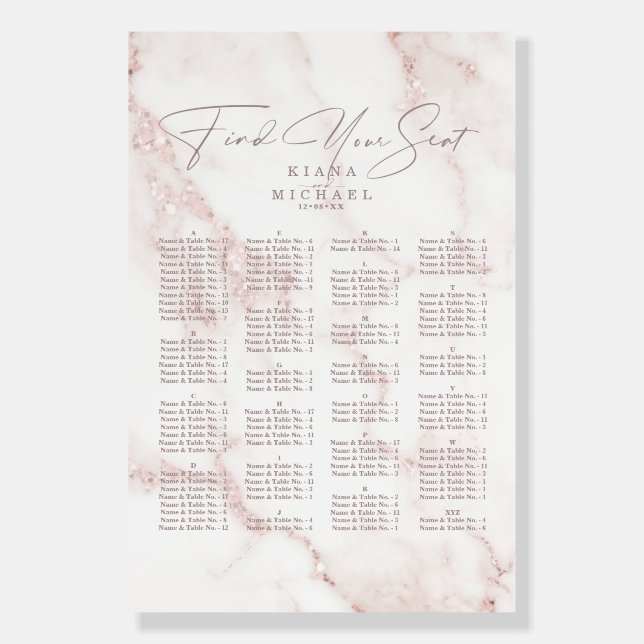 Modern Marble Glitter Wedding Rose Gold ID816 Foam Board (Front)