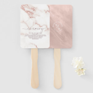 Modern Marble Glitter Wedding Rose Gold ID816 Hand Fan