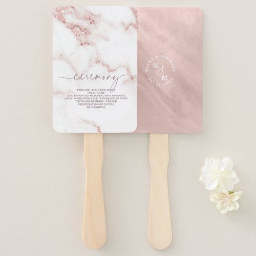 Modern Marble Glitter Wedding Rose Gold ID816 Hand Fan