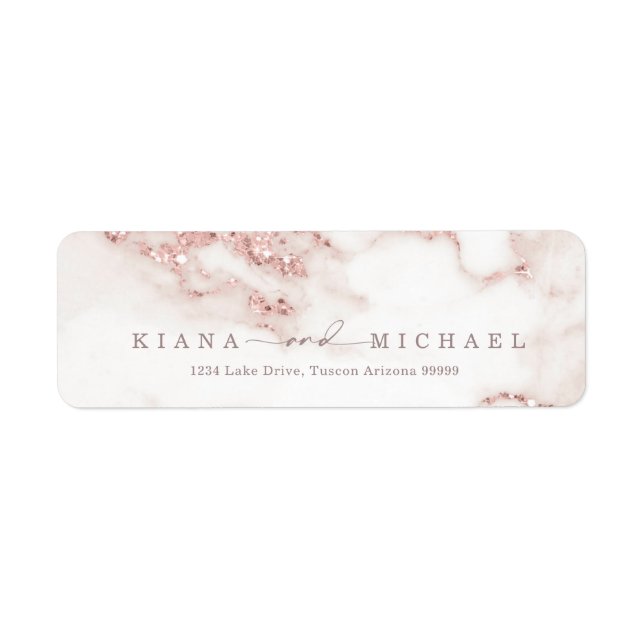 Modern Marble Glitter Wedding Rose Gold ID816 Label (Front)
