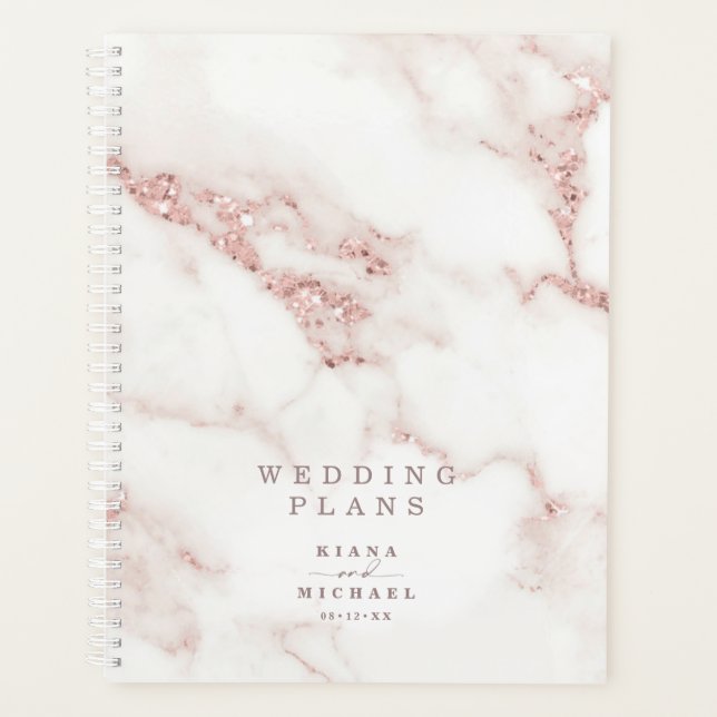 Modern Marble Glitter Wedding Rose Gold ID816 Planner (Front)