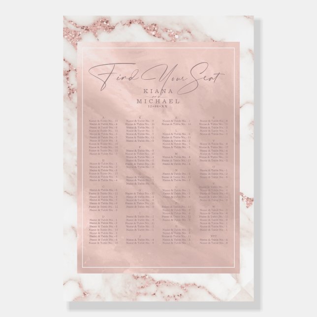 Modern Marble Glitter Wedding Rose Gold V2 ID816 Foam Board (Front)