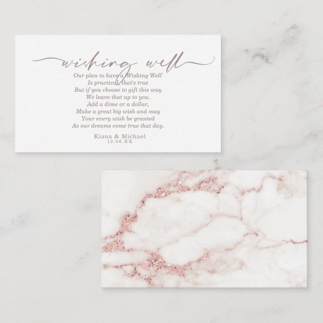 Modern Marble Glitter Wishing Well V1 Blush ID816 Enclosure Card (Front/Back)